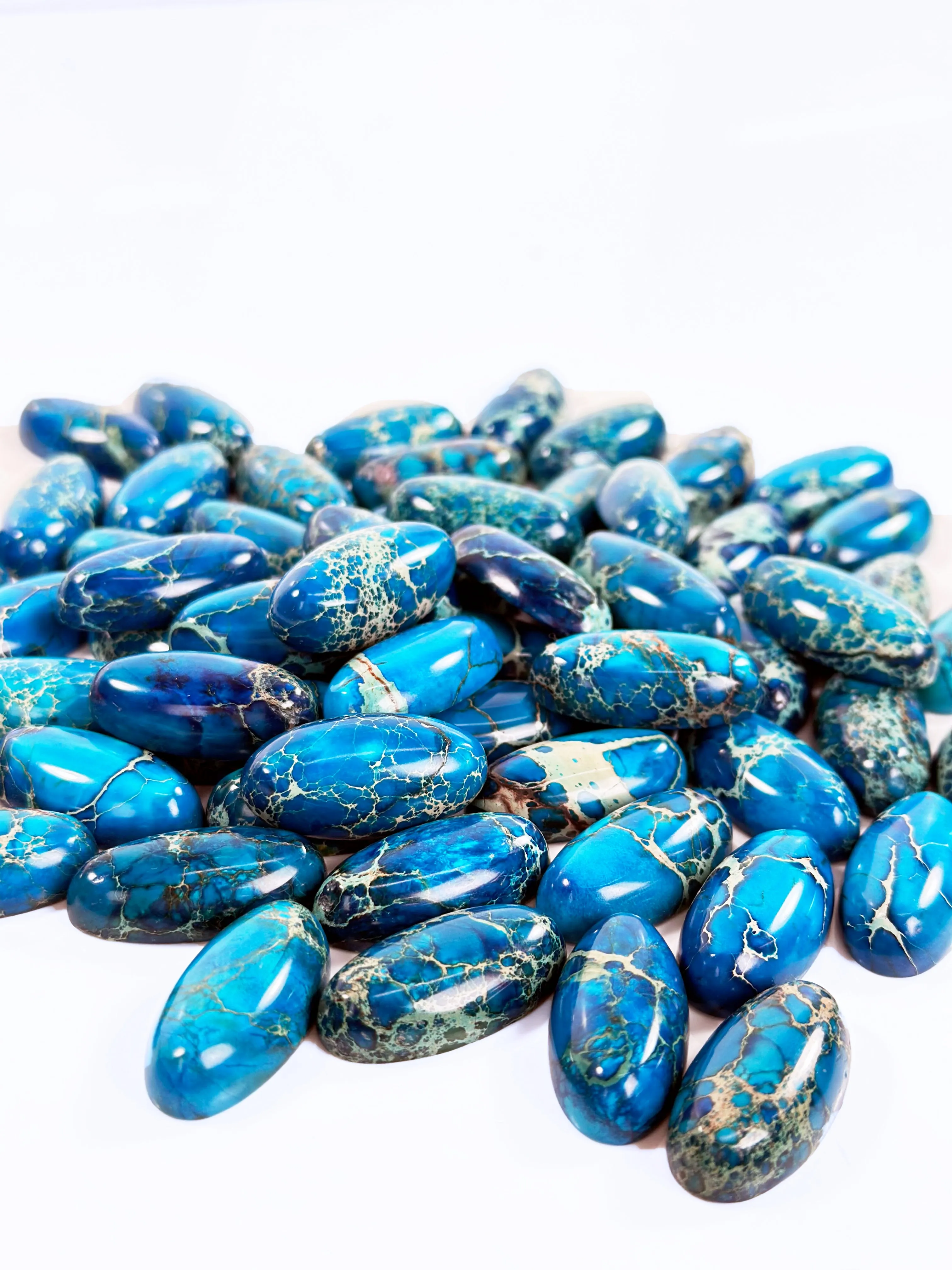 Imperial Blue Terra Jasper 15x28mm Oval Cabochon