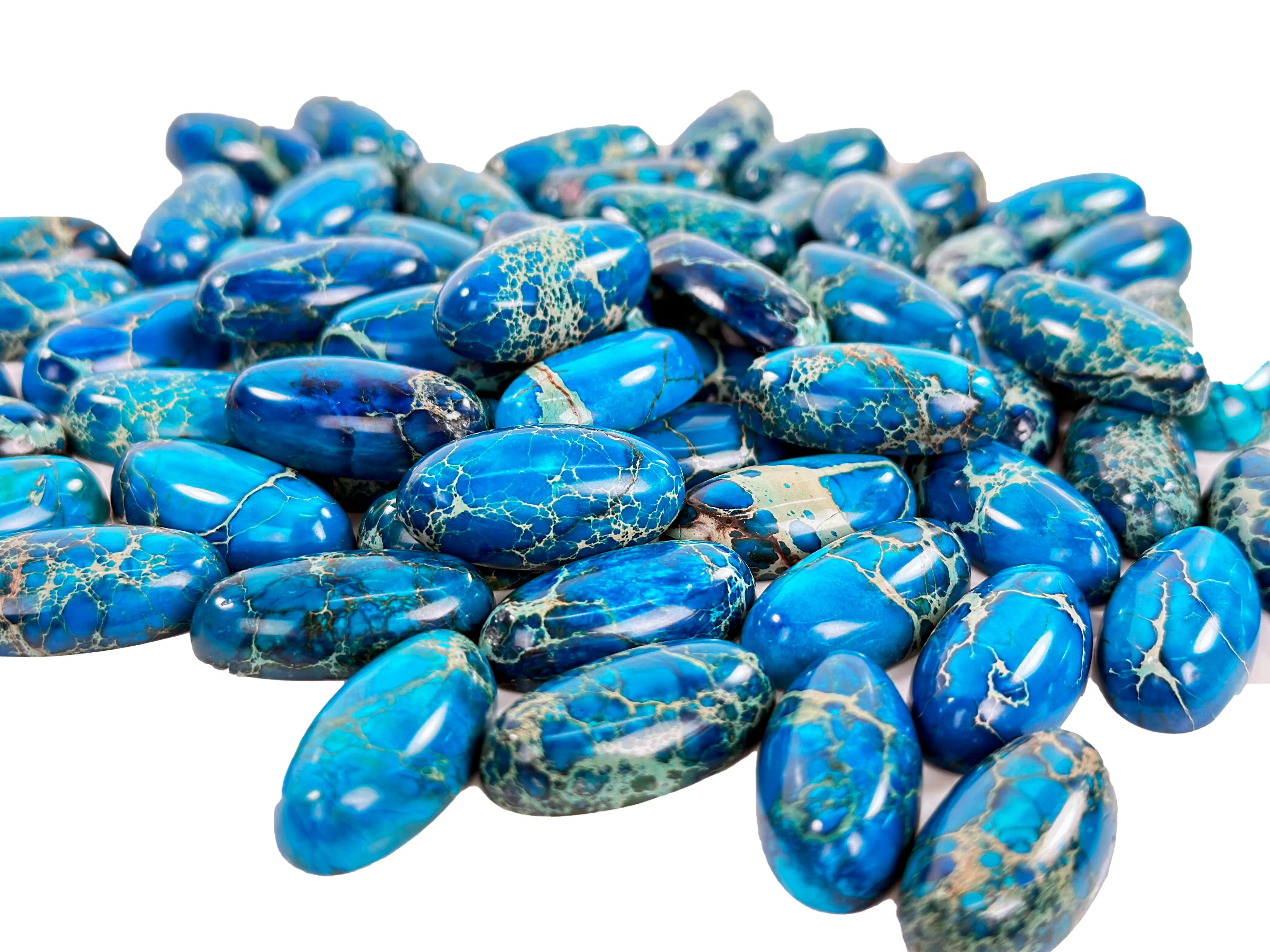 Imperial Blue Terra Jasper 15x28mm Oval Cabochon