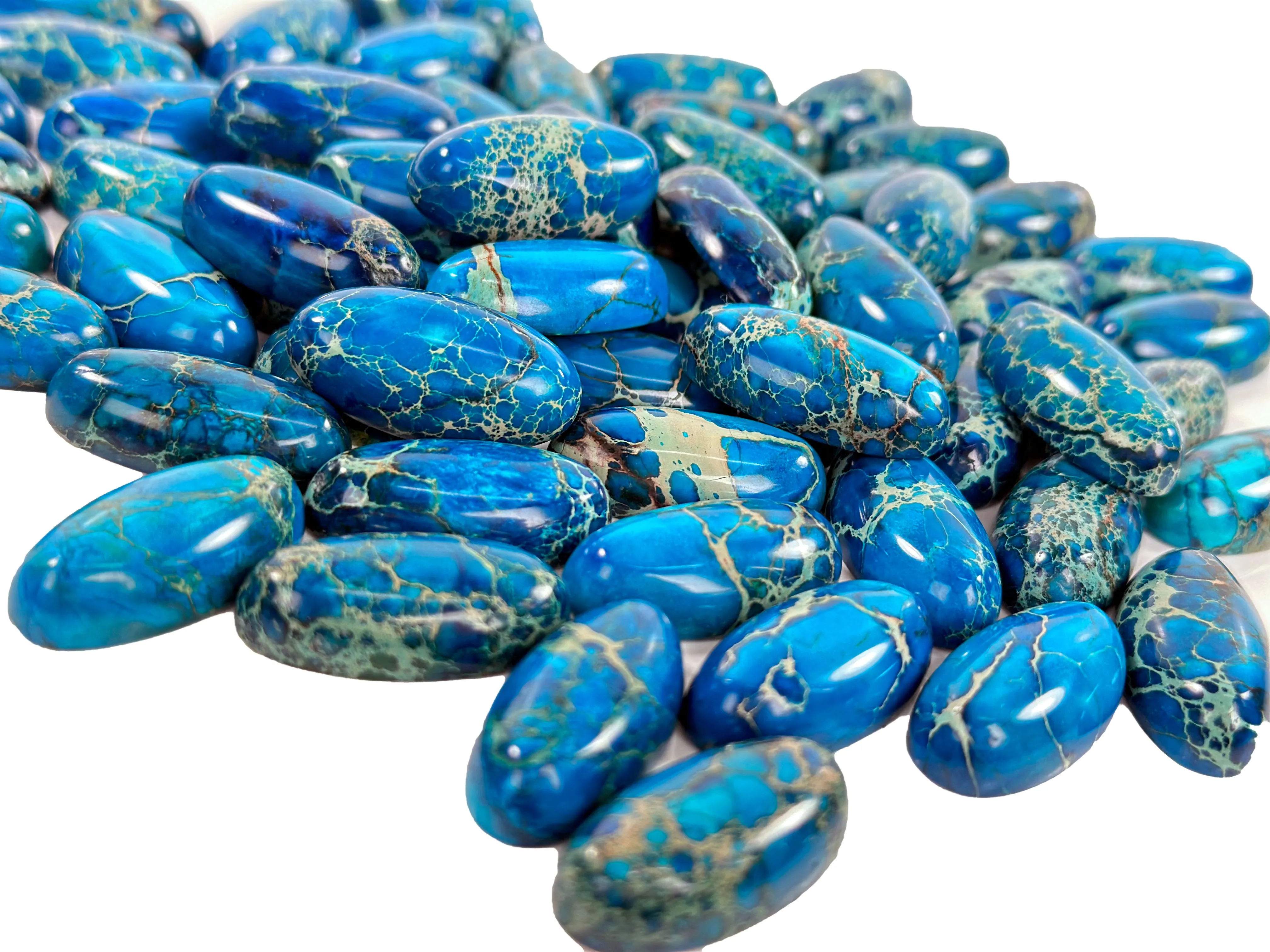 Imperial Blue Terra Jasper 15x28mm Oval Cabochon