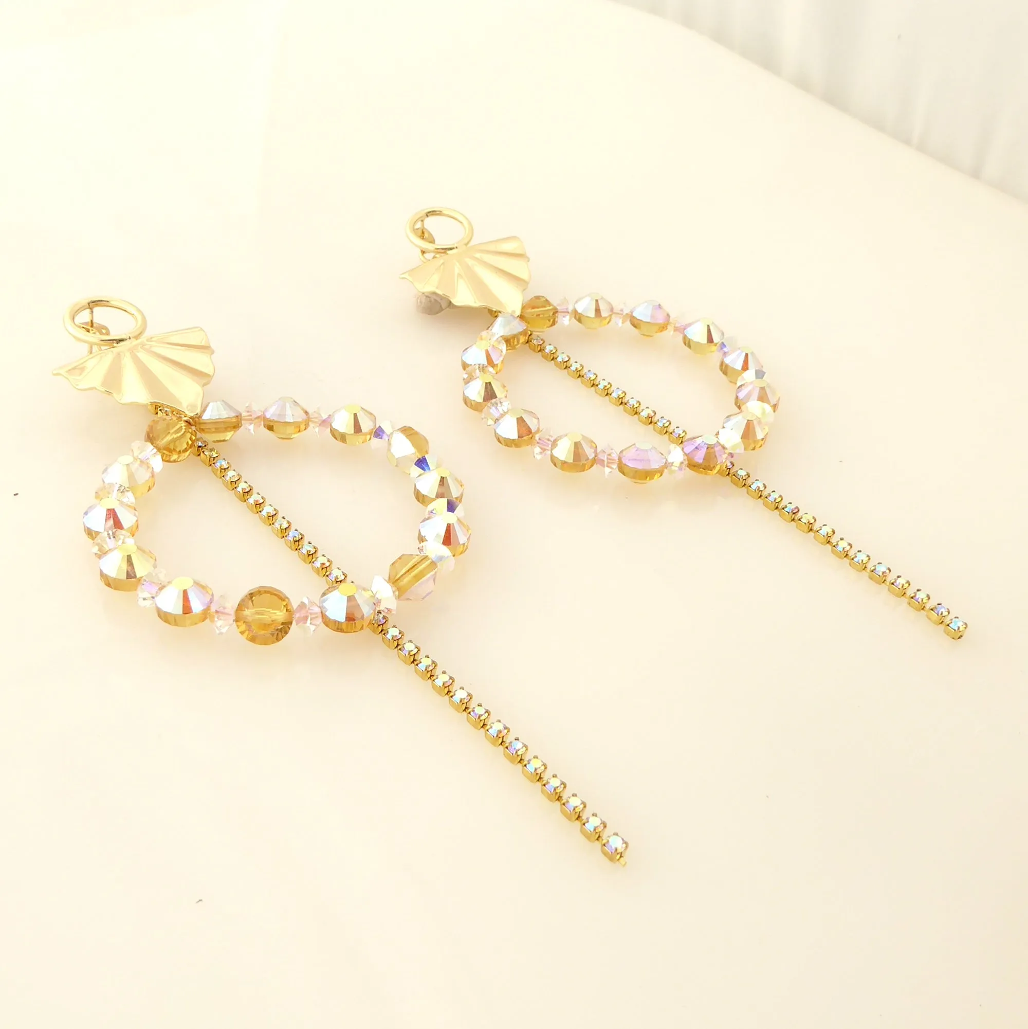 Iridescent yellow crystal earrings