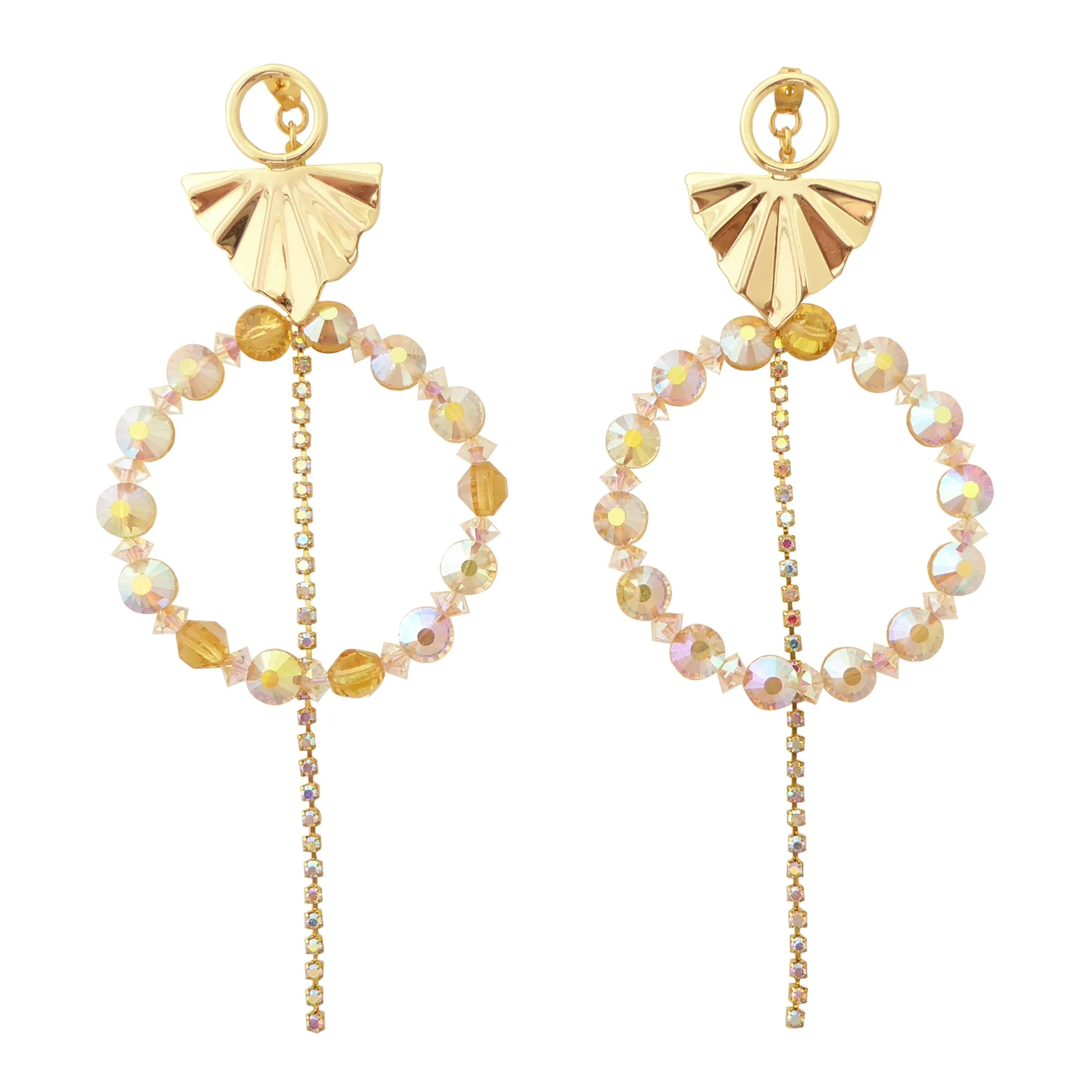 Iridescent yellow crystal earrings
