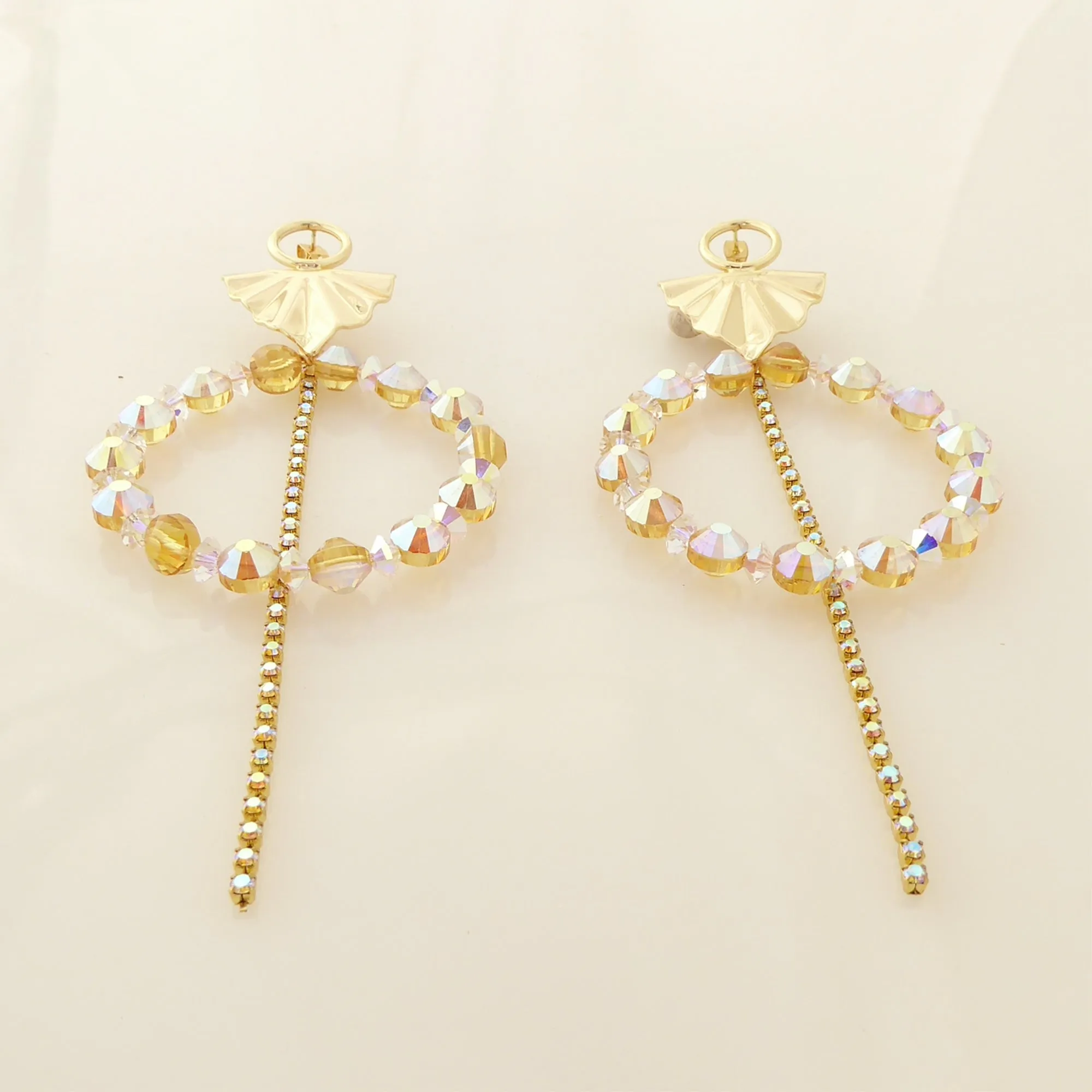 Iridescent yellow crystal earrings