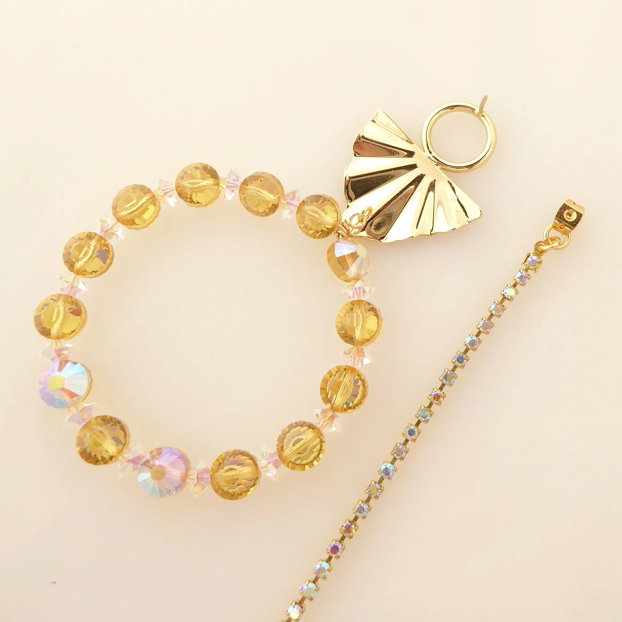 Iridescent yellow crystal earrings