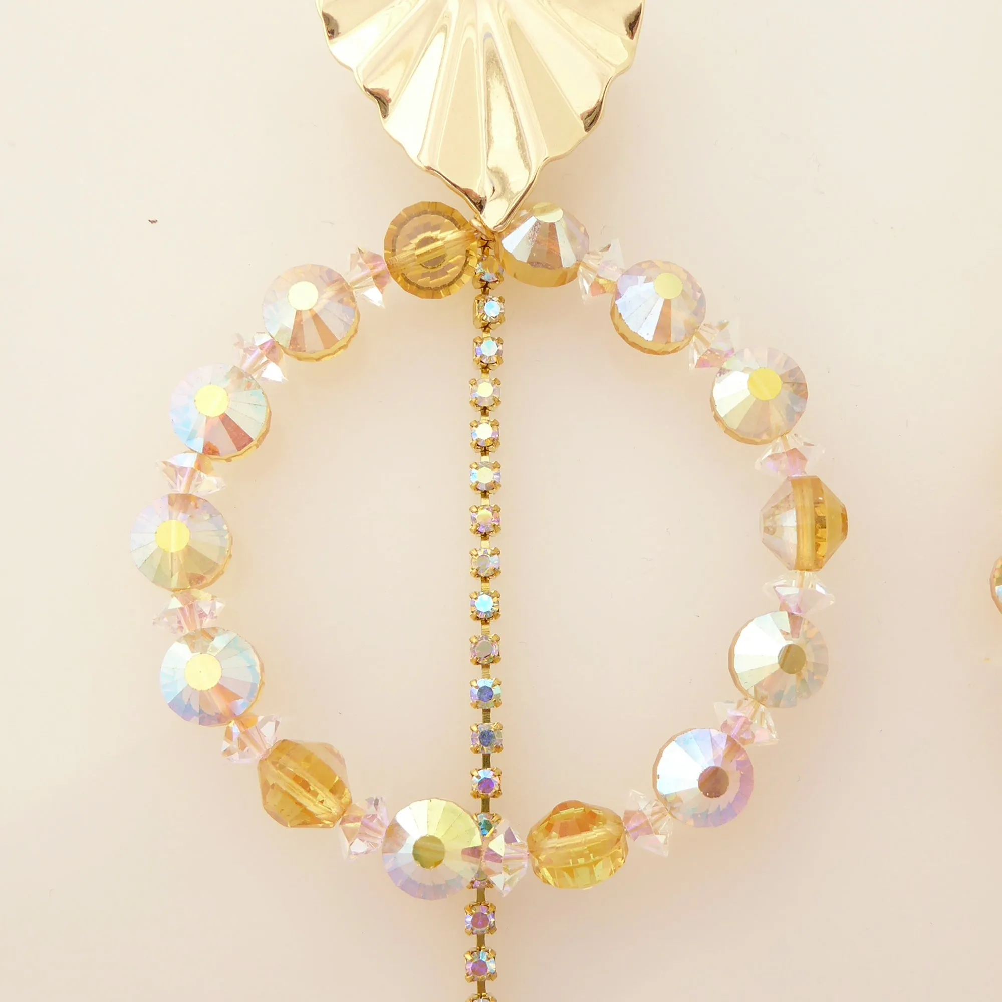 Iridescent yellow crystal earrings