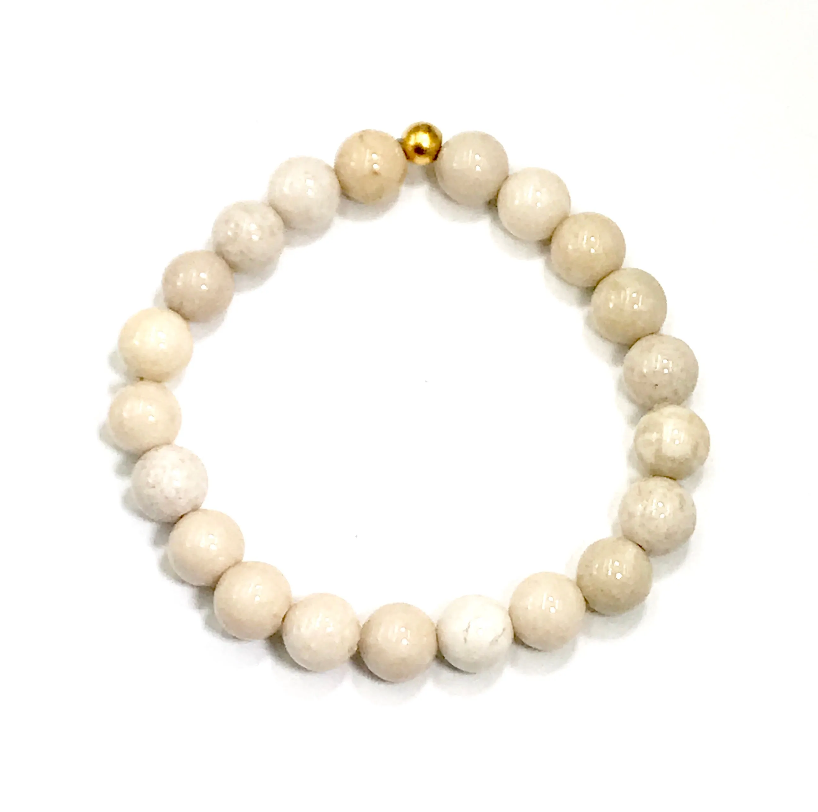 Ivory Stretch Bracelet Stack Set of 3 Carved Bone, Howlite