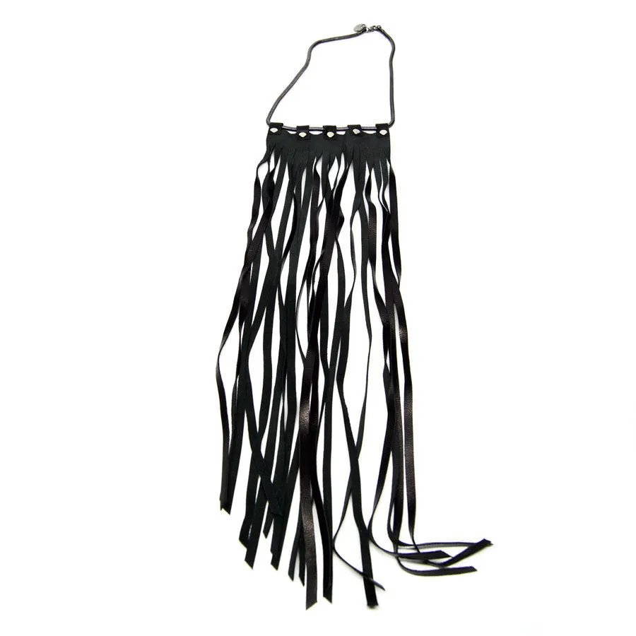 JAKIMAC Warrior Leather Fringe Necklace