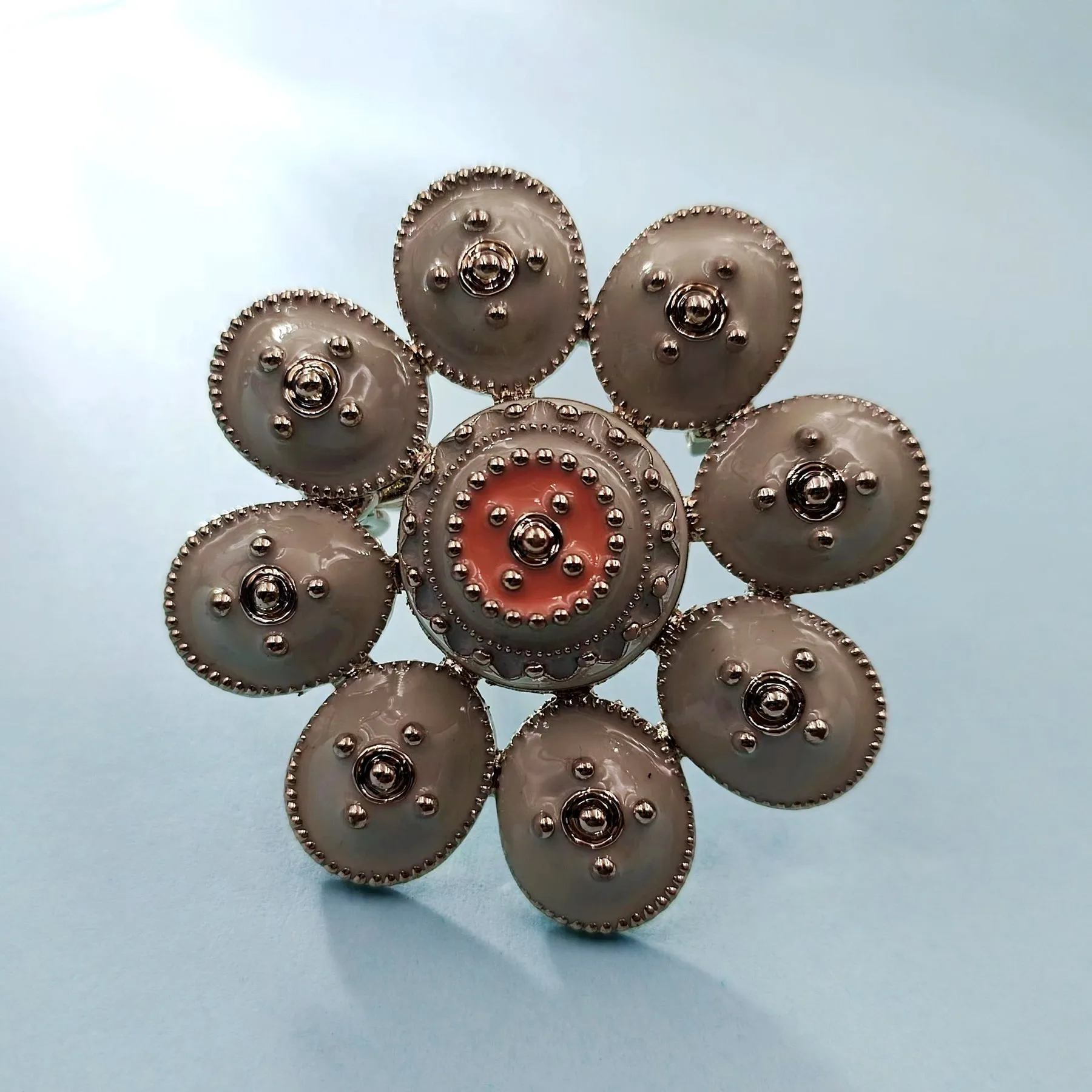 Jewelblings Elegancy Golden Beads White Enamel Round Flower Brooches Pins Decoration DIY Project Business Suit Formal Dress Gown Accessory