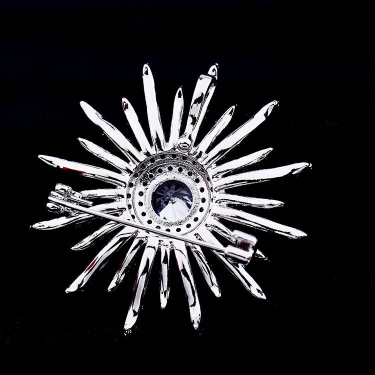 Jewelblings Glitter Micro Pave Clear CZ Multi Irregular Points Round Shaped Atomic Burst Star Brooches Spiky Pins for Women V Neck Collar Bag