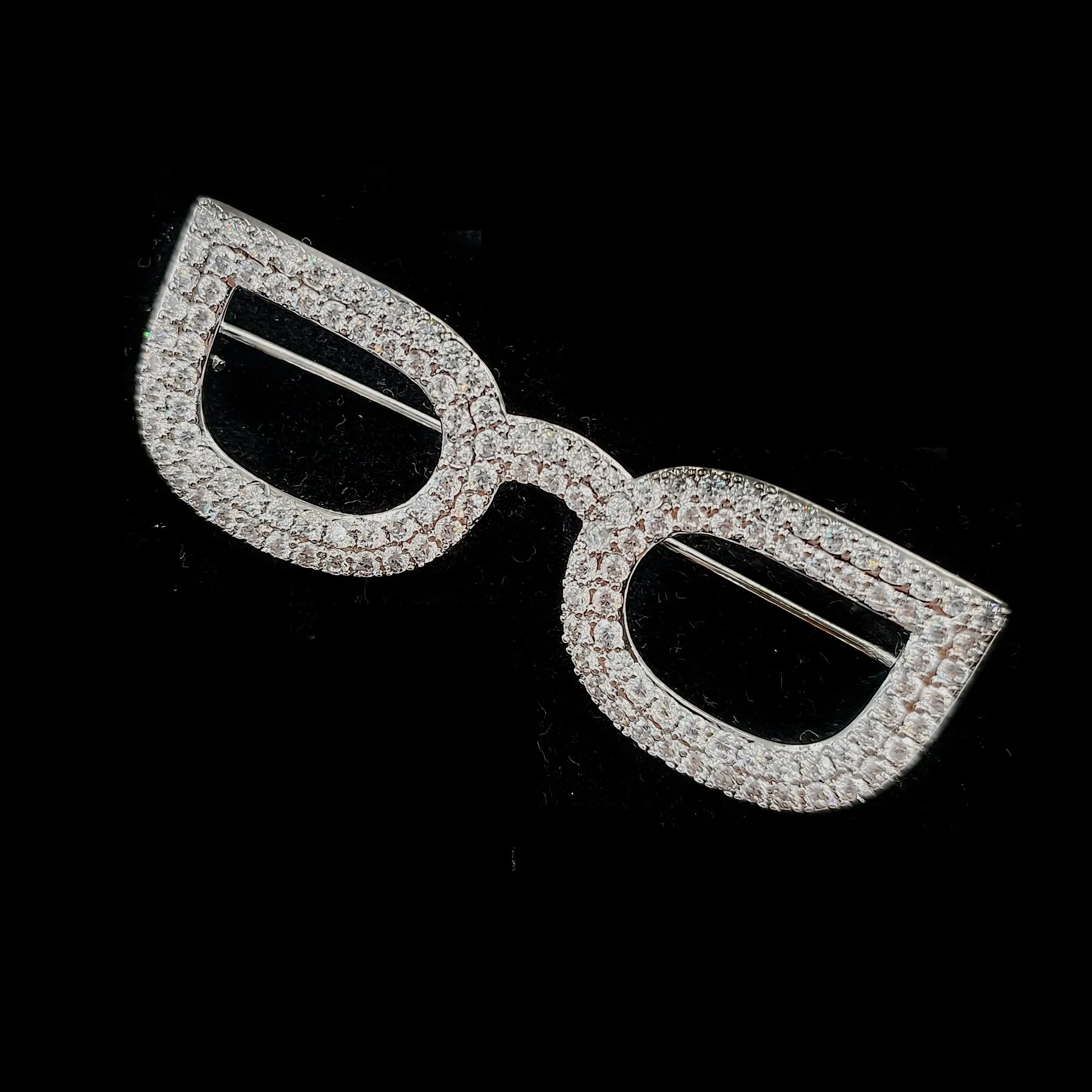 Jewelblings Sparkling Silver Tone Clear CZ Eyes Glasses Brooches Pins Unisex Offical Suit Blazer Outfit Bag Hat Dressy Cape Costume Jewelry