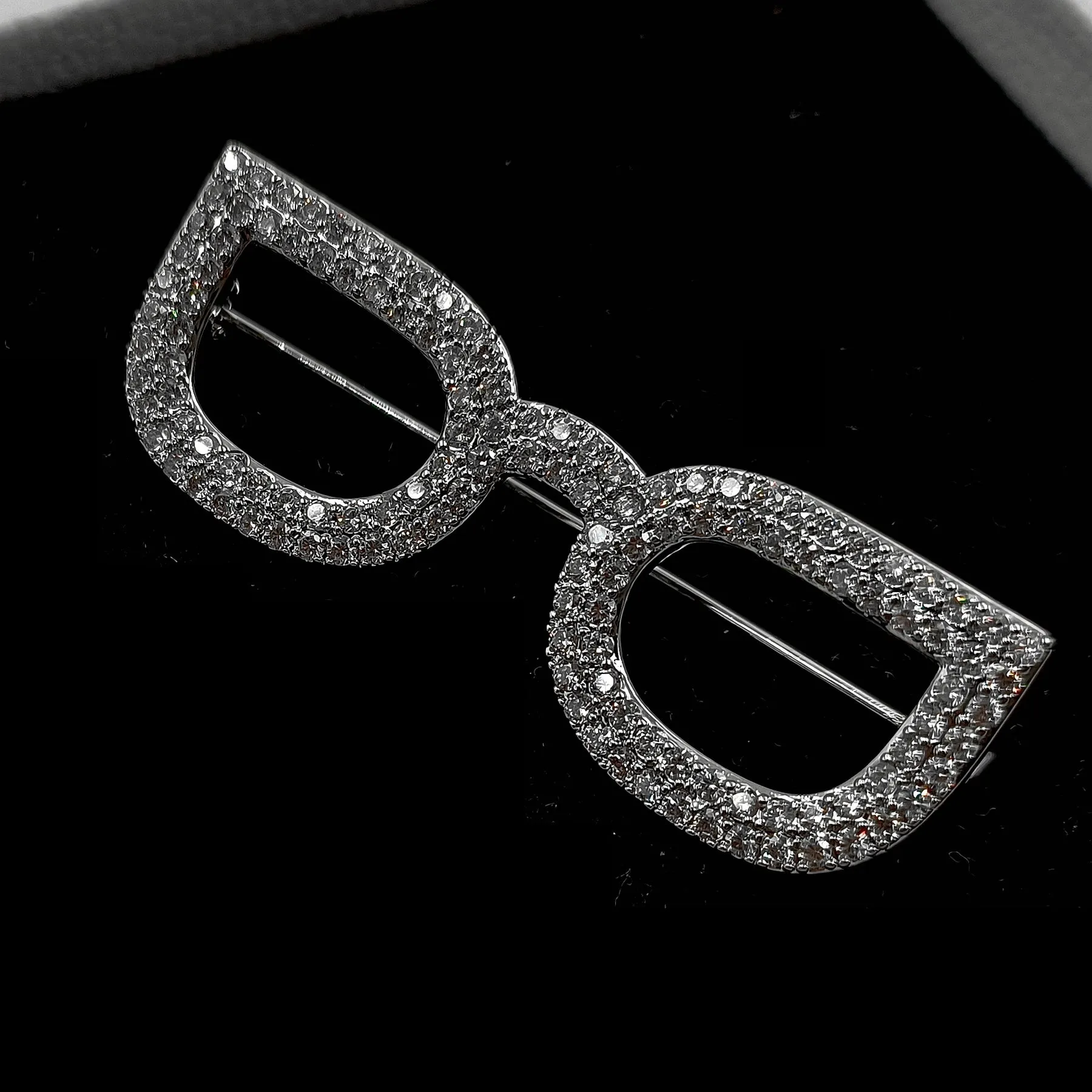 Jewelblings Sparkling Silver Tone Clear CZ Eyes Glasses Brooches Pins Unisex Offical Suit Blazer Outfit Bag Hat Dressy Cape Costume Jewelry