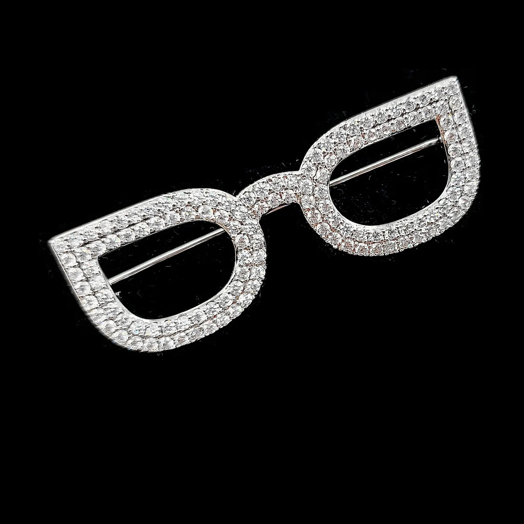 Jewelblings Sparkling Silver Tone Clear CZ Eyes Glasses Brooches Pins Unisex Offical Suit Blazer Outfit Bag Hat Dressy Cape Costume Jewelry