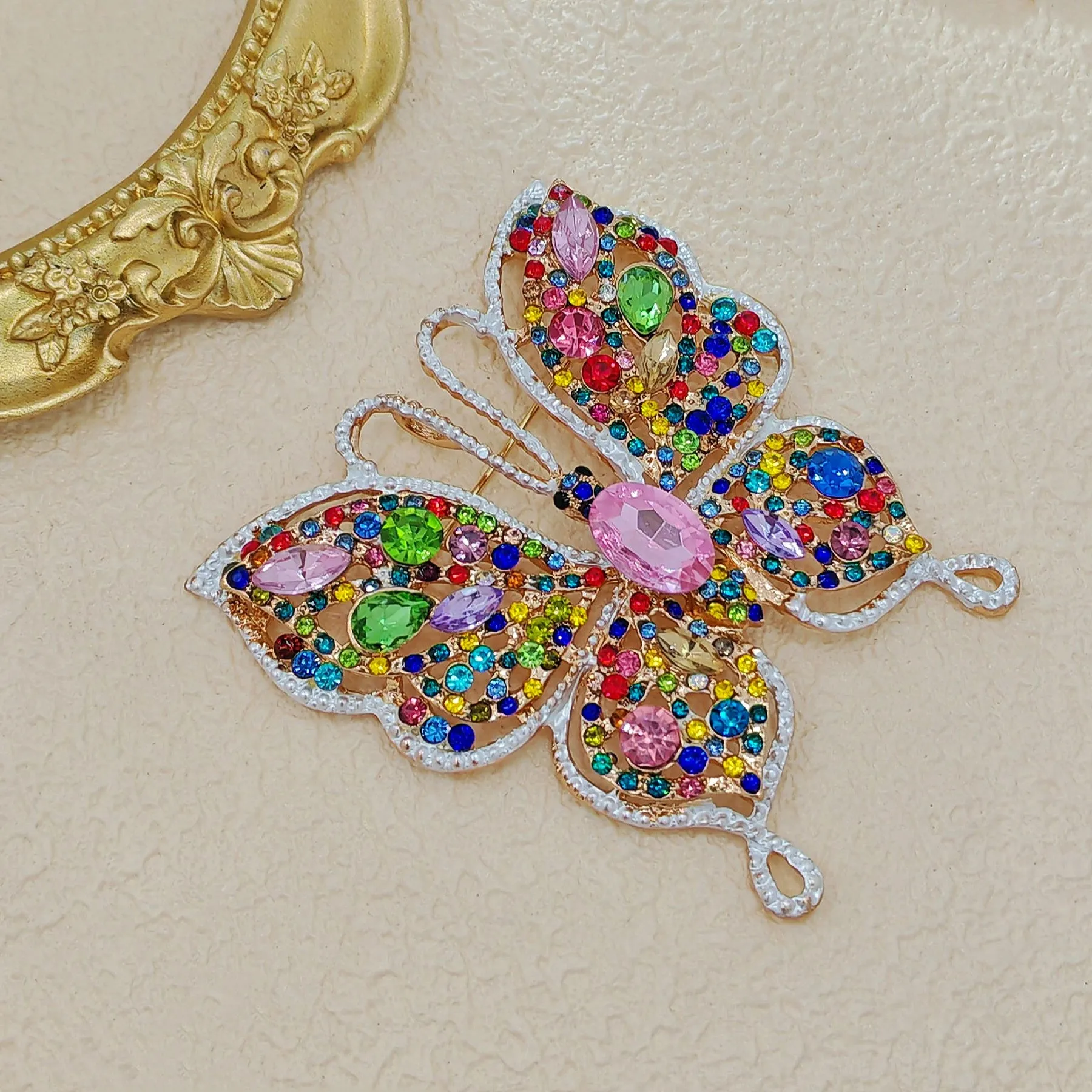 Jewelblings Stunning Opens Colorful Crystal Swallowtail Butterfly Brooches Hijab Pins