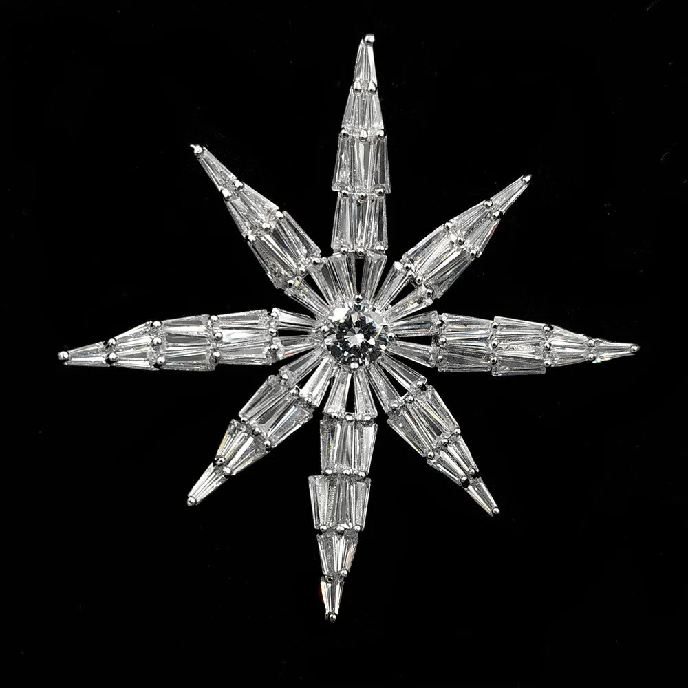 Jewelblings Victorian Antique Clear Round Stone Domed Baguette Cut CZ Six-Pointed Star Brooches Atomic Star Pins Hexagram Jewelry for Women