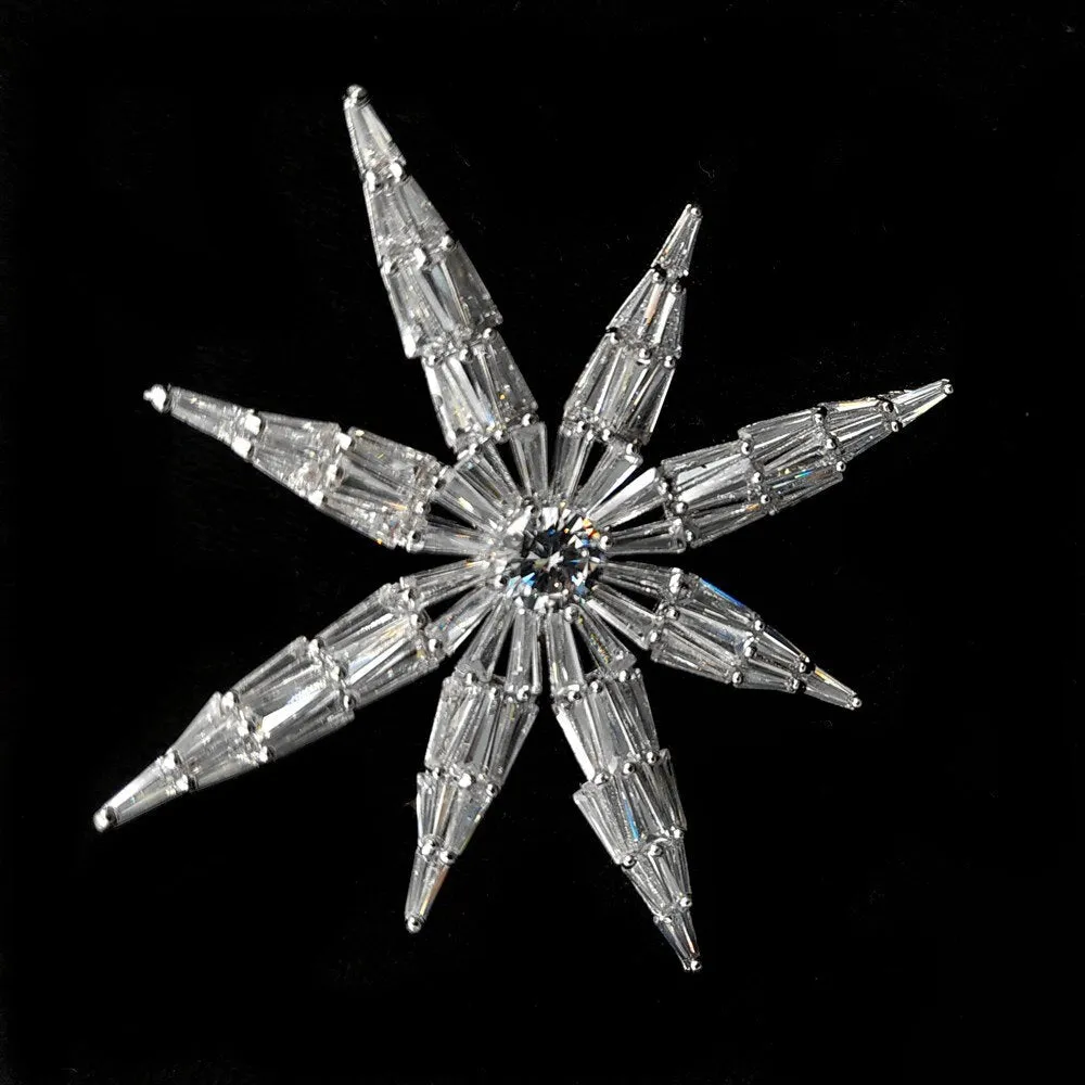 Jewelblings Victorian Antique Clear Round Stone Domed Baguette Cut CZ Six-Pointed Star Brooches Atomic Star Pins Hexagram Jewelry for Women