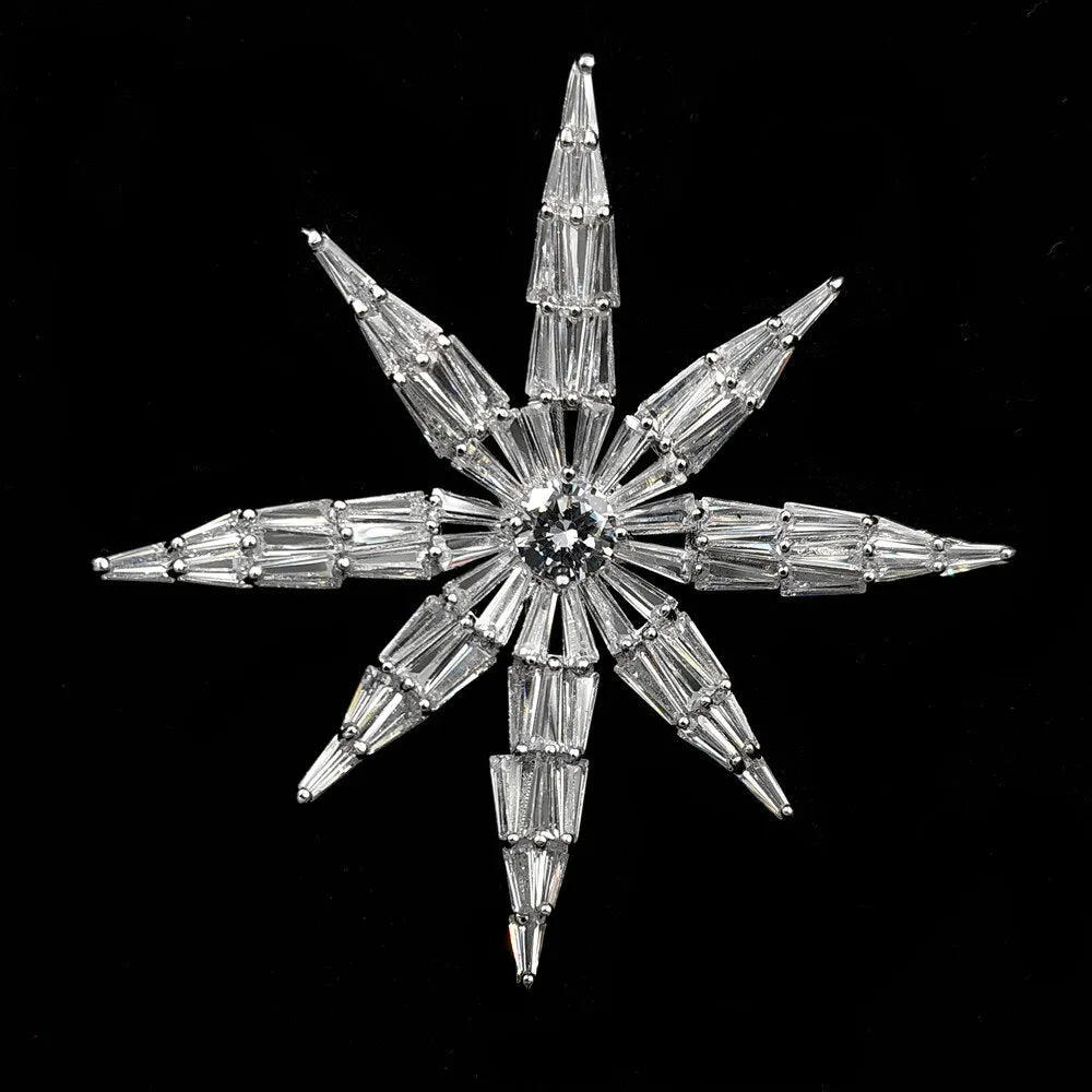 Jewelblings Victorian Antique Clear Round Stone Domed Baguette Cut CZ Six-Pointed Star Brooches Atomic Star Pins Hexagram Jewelry for Women