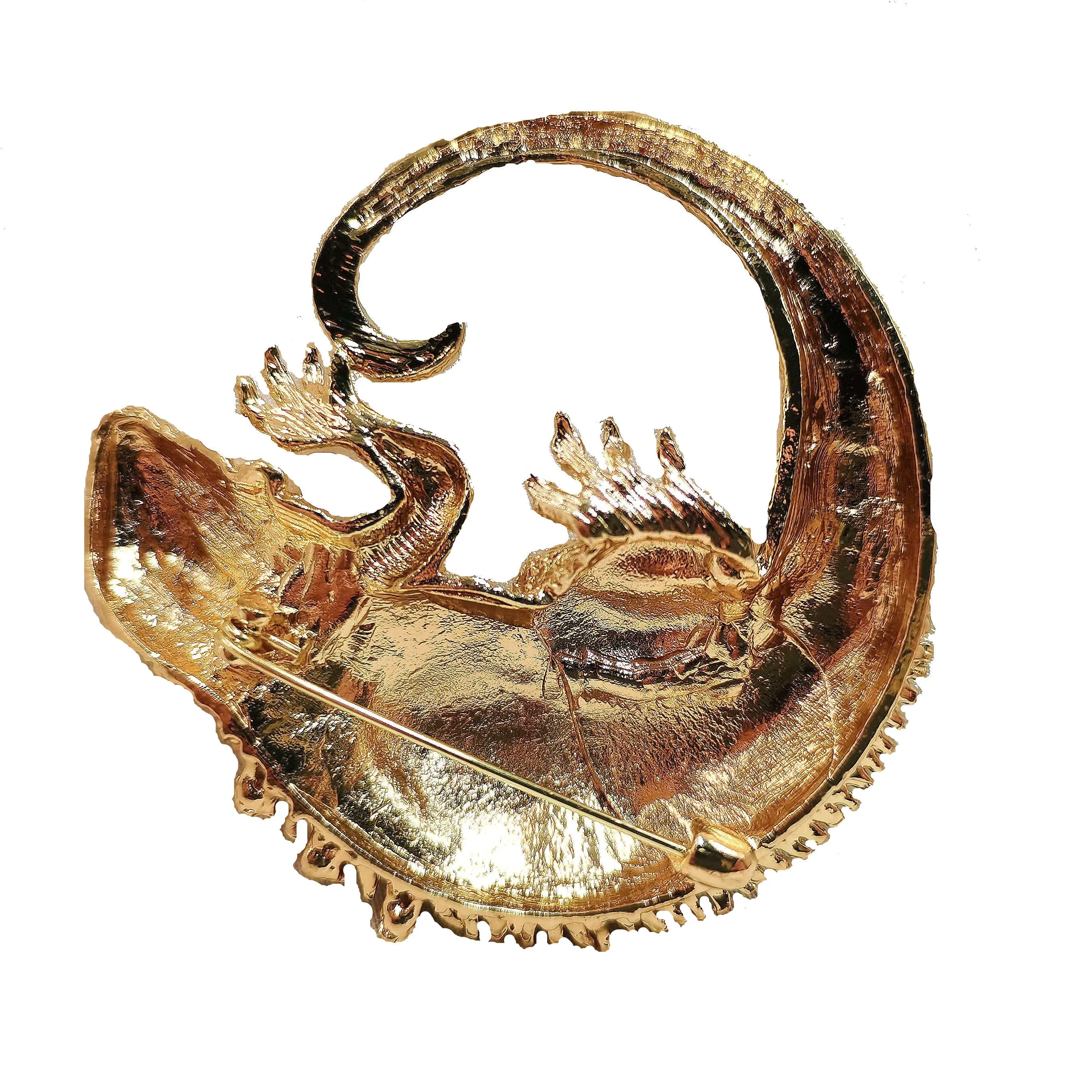 Jewelblings Victorian Vintage Imitated Green Opal Accent Circle Position Golden Metal Lizard Brooches Pins Unisex Halloween Costume Jewelry