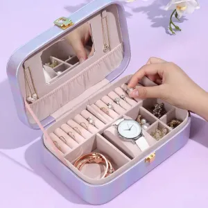 Jewelry Box Female European Princess Portable Multi-functional Large-capacity Earrings Necklace Jewelry Storage Box
