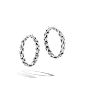 John Hardy Silver Asli Chain Link Medium Hoop Earrings