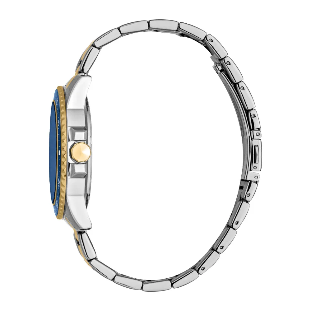 Just Cavalli Men's Two Tone Silver & Gold Color Watch with Dark Blue Dial