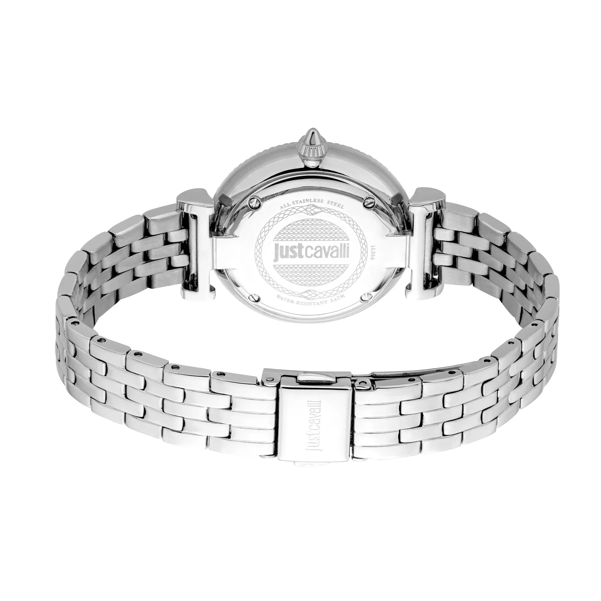 Just Cavalli Unleashed Ladies Blue Dial Silver Watch and Bracelet Set