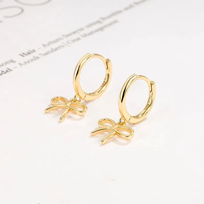 Kawaii Geometric Bow Hoop Earrings ✨💕 - Cute Minimalist Jewelry for Women! 🎀