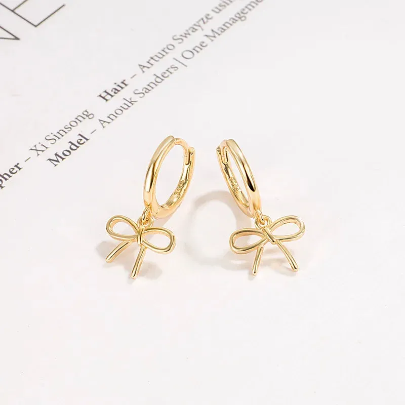 Kawaii Geometric Bow Hoop Earrings ✨💕 - Cute Minimalist Jewelry for Women! 🎀