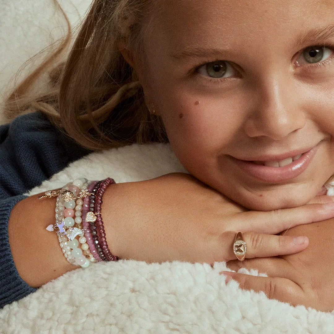 Kids Collection Gold & Diamond Camellia on Multi Morganite