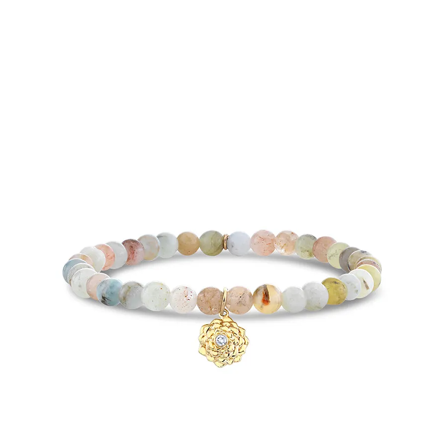 Kids Collection Gold & Diamond Camellia on Multi Morganite