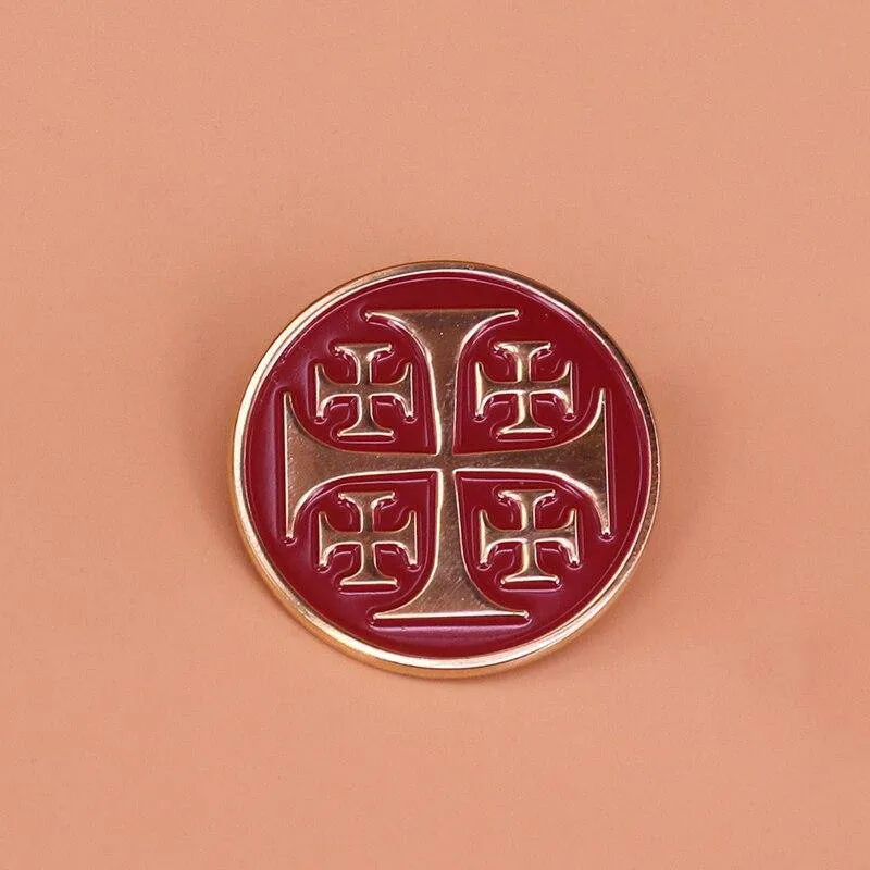 Knights Templar Lapel Pin - Red Jerusalem Solomon's Temple