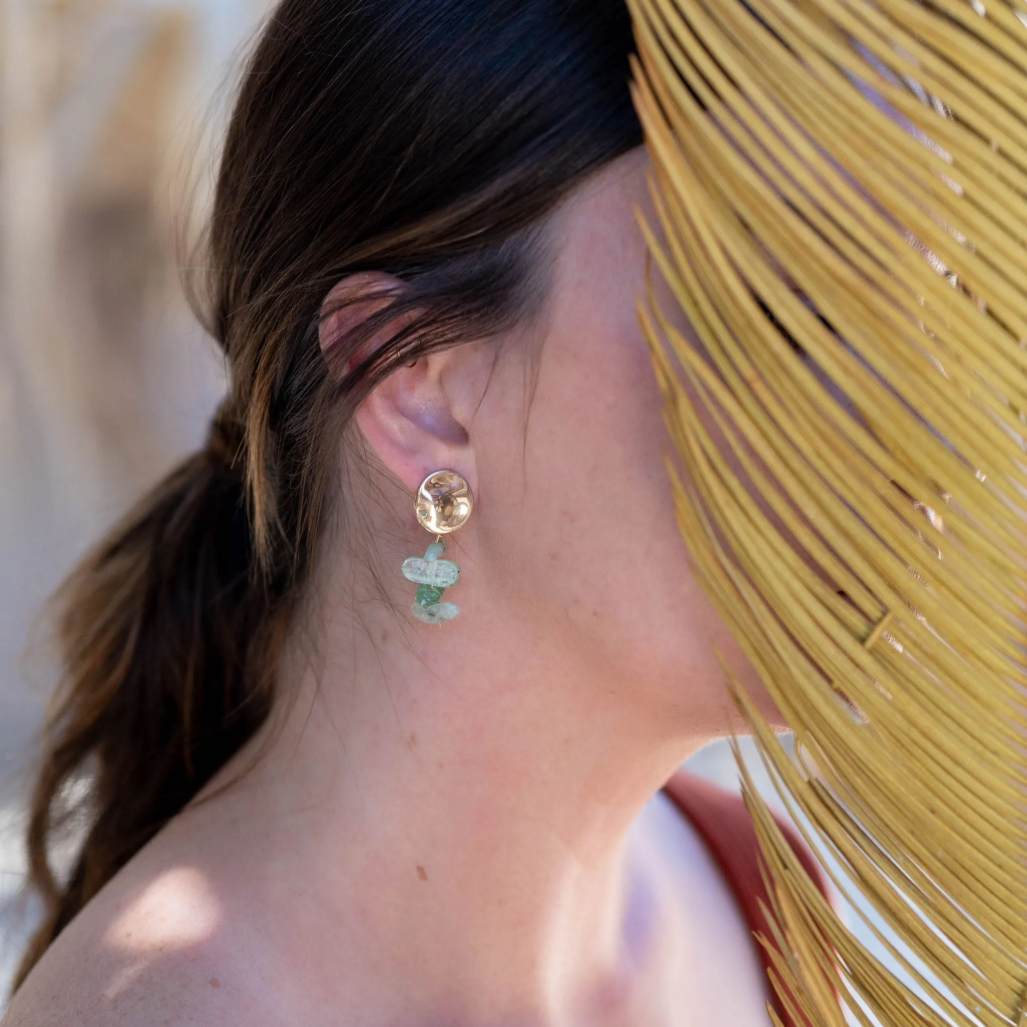 Kyanite Salutation Earrings | Bronze
