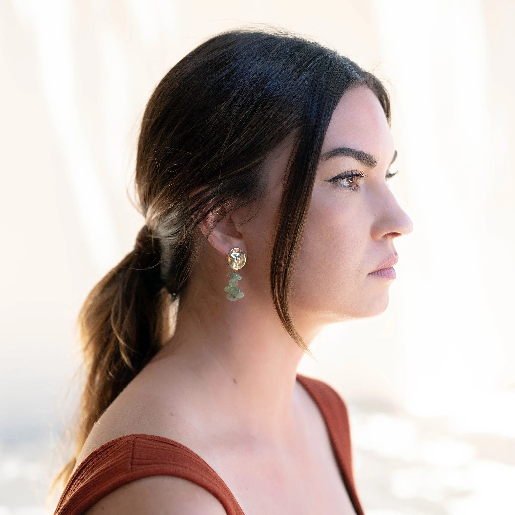Kyanite Salutation Earrings | Bronze