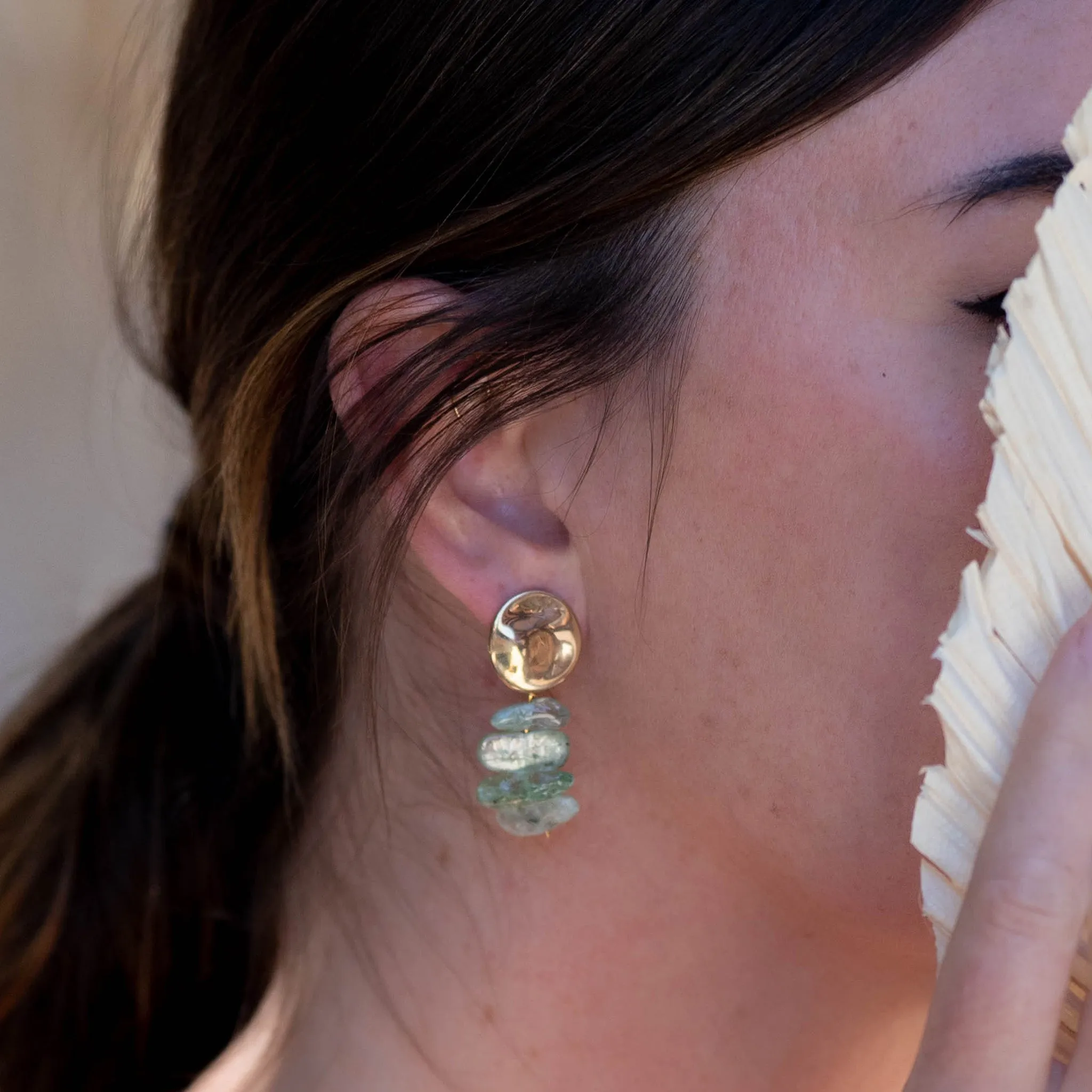 Kyanite Salutation Earrings | Bronze