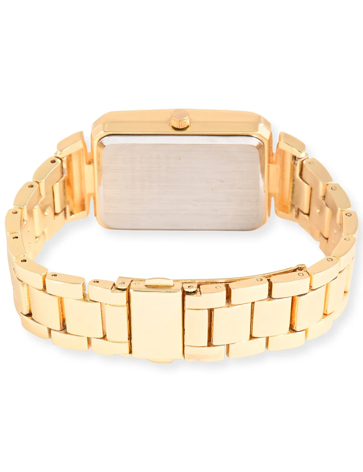 LADIES GOLD SQUARE FACE EMBELLISHED WATCH