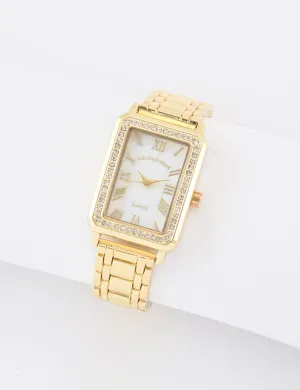 LADIES GOLD SQUARE FACE LINK WATCH