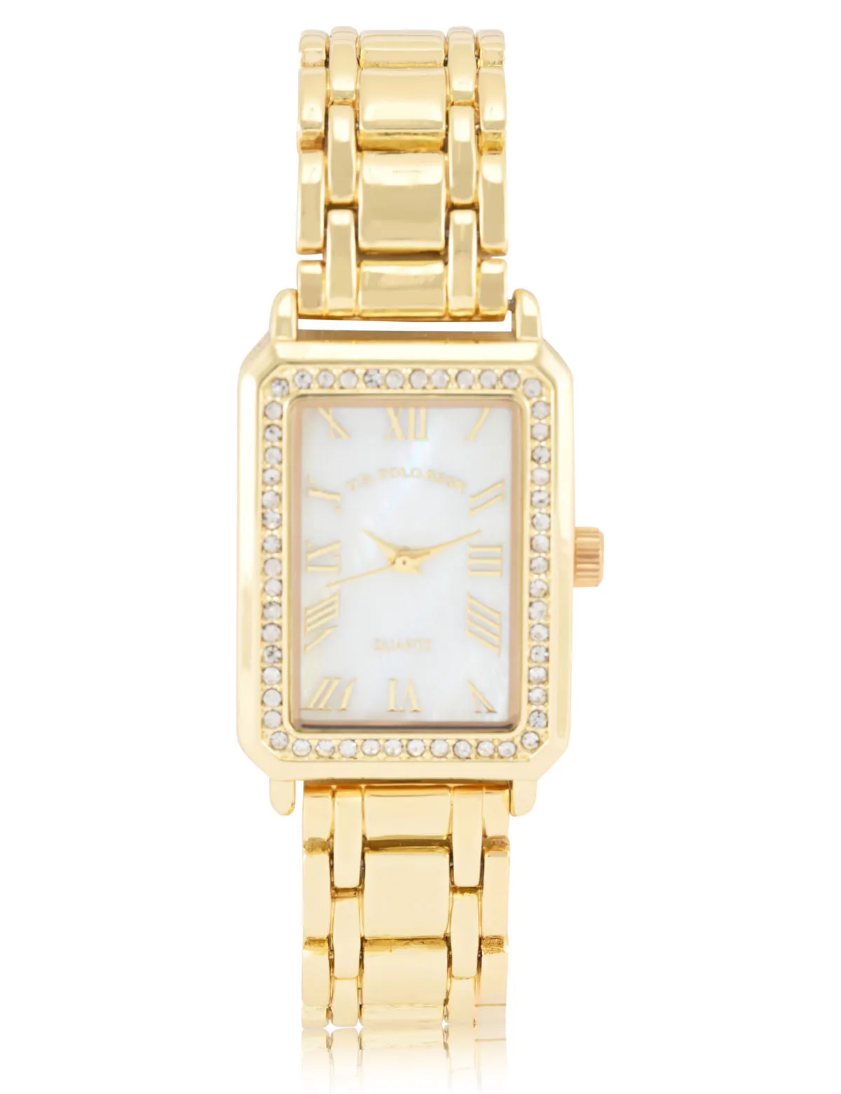LADIES GOLD SQUARE FACE LINK WATCH