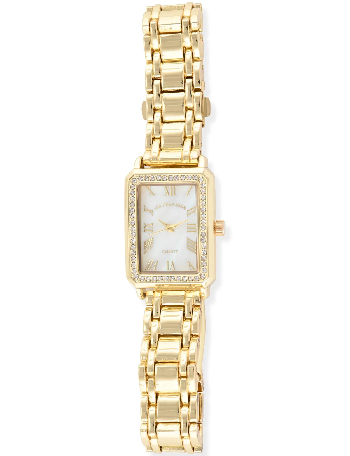 LADIES GOLD SQUARE FACE LINK WATCH