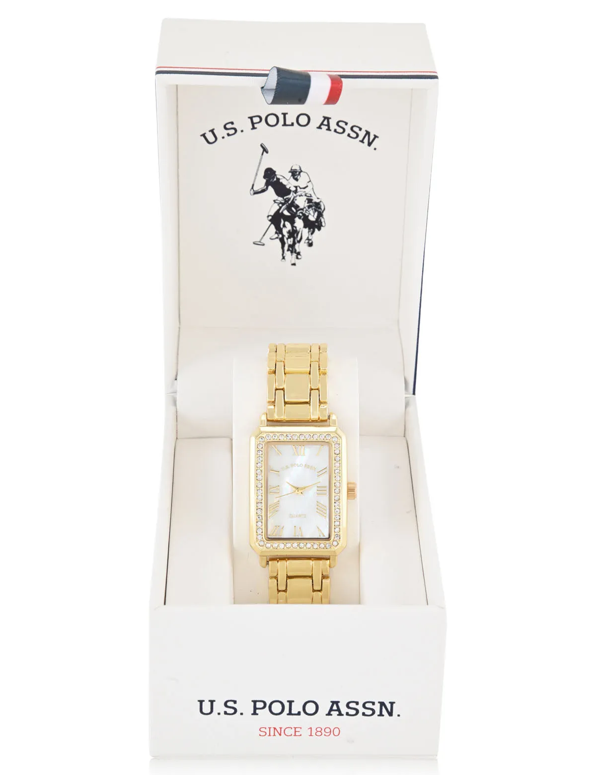 LADIES GOLD SQUARE FACE LINK WATCH