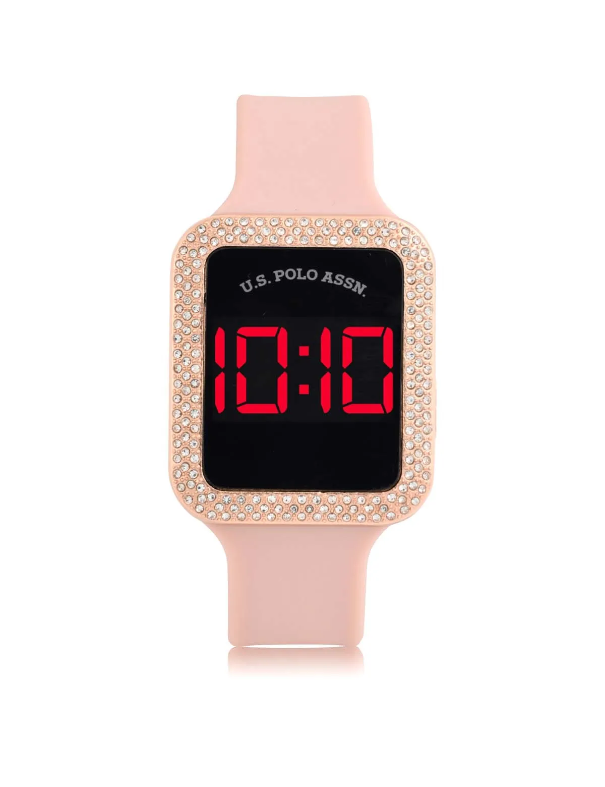 LADIES LED SQUARE EMBELLISHED WATCH & BRACELETS SET