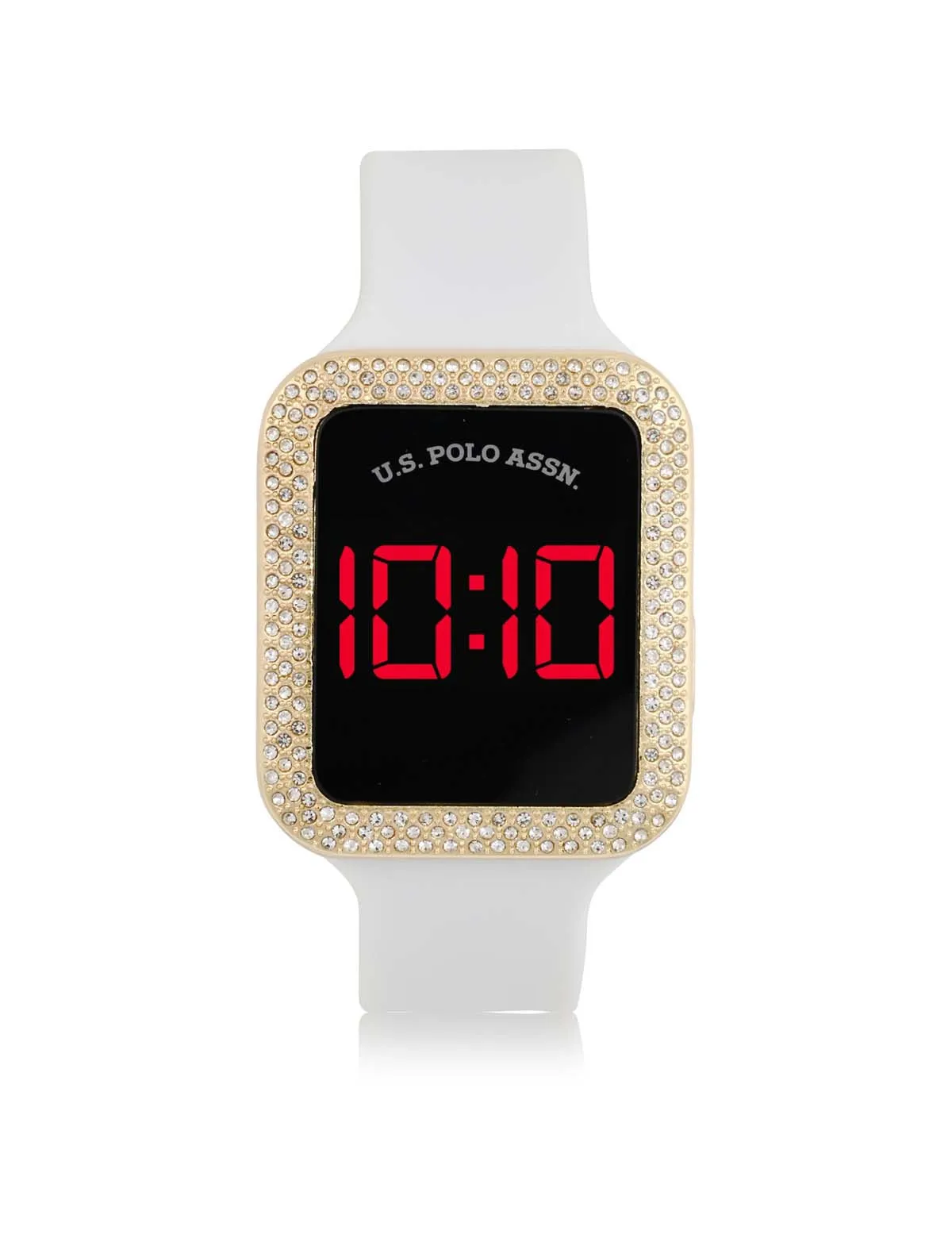 LADIES LED SQUARE EMBELLISHED WATCH & BRACELETS SET