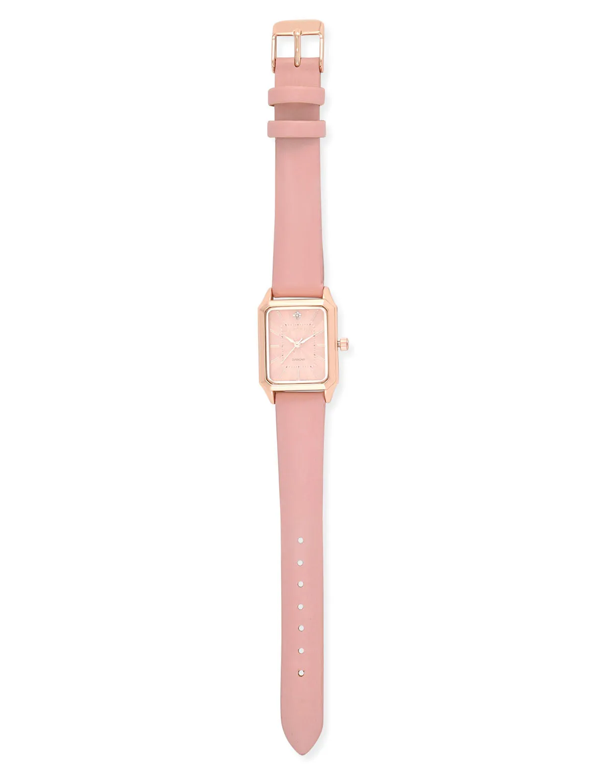 LADIES PINK SQUARE WATCH AND BRACELETS SET