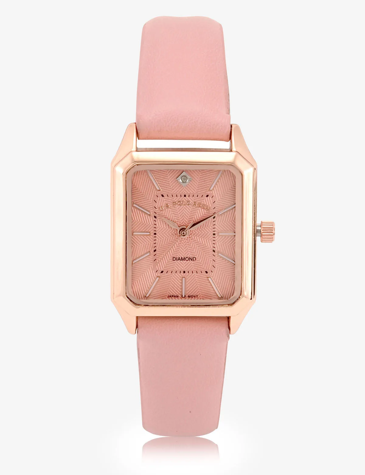 LADIES PINK SQUARE WATCH AND BRACELETS SET