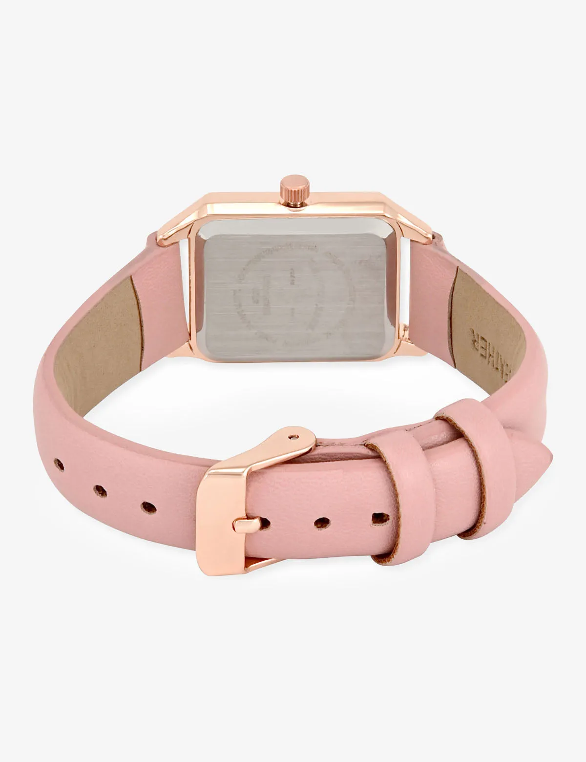 LADIES PINK SQUARE WATCH AND BRACELETS SET