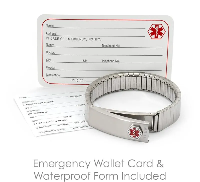 Ladies' Stainless Steel Medilog ID Bracelet with Compartment Plaque & Expansion Band