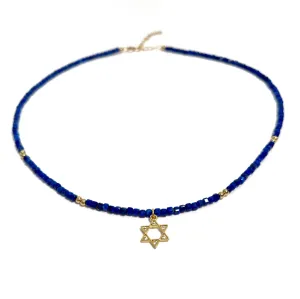 Lapis Mini David Star Choker