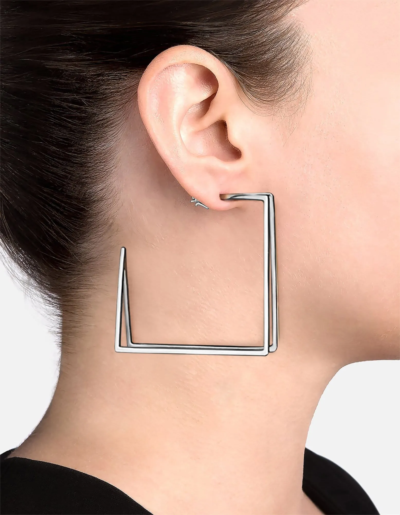 Large Axis Earrings, Sterling Silver