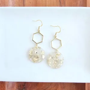 Layla Hexagon Acrylic Drop Earrings – 18K Gold-Plated, Lightweight Jewelry