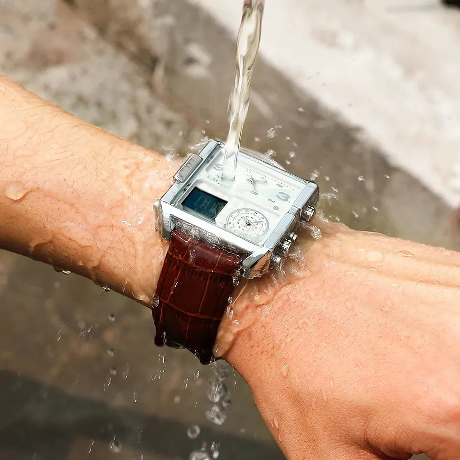 LIGE Square Digital Sports Quartz Wristwatch