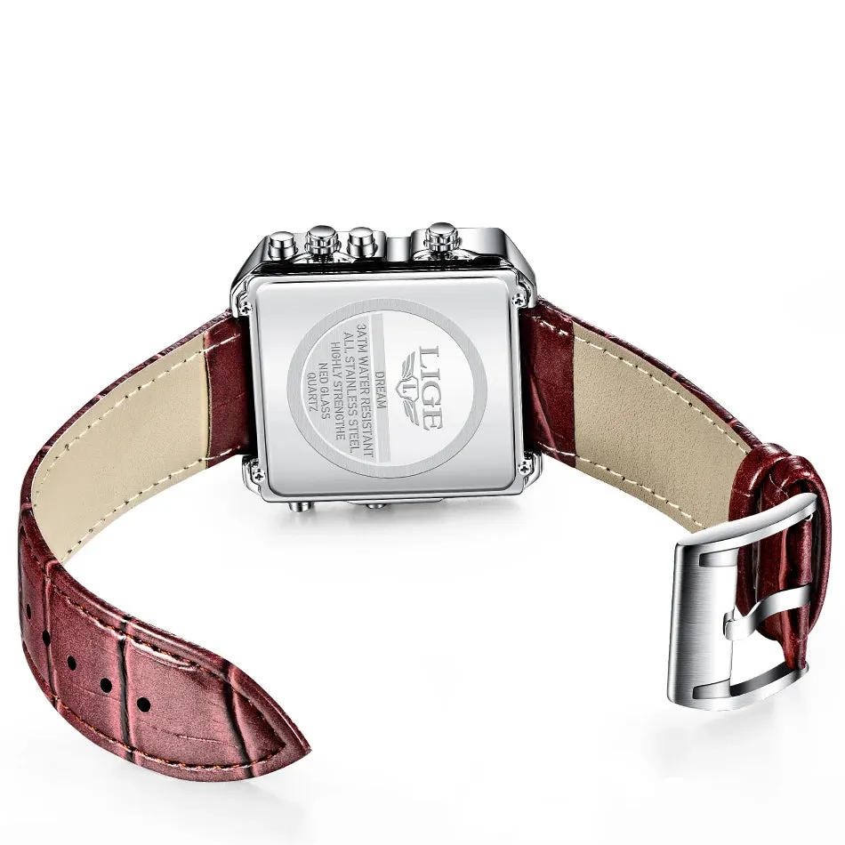 LIGE Square Digital Sports Quartz Wristwatch