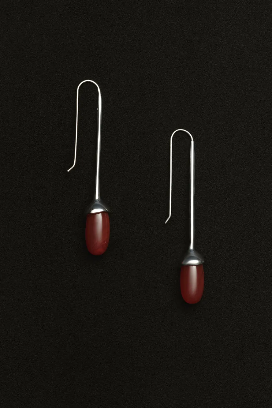 Long Dripping Stone Earrings in Carnelian