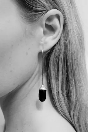 Long Dripping Stone Earrings in Onyx